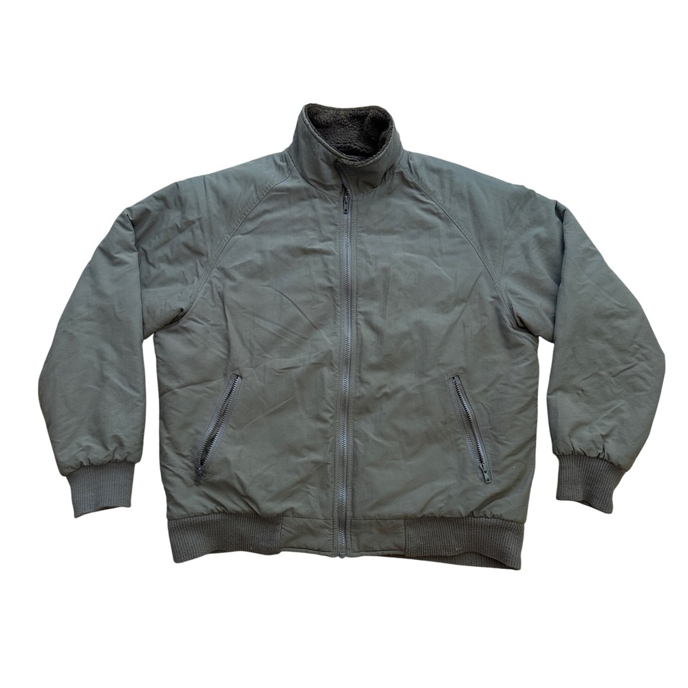 Cabela's Mens Large Full Zip Jacket Olive Green Fleece Lined Thinsulate Outdoor